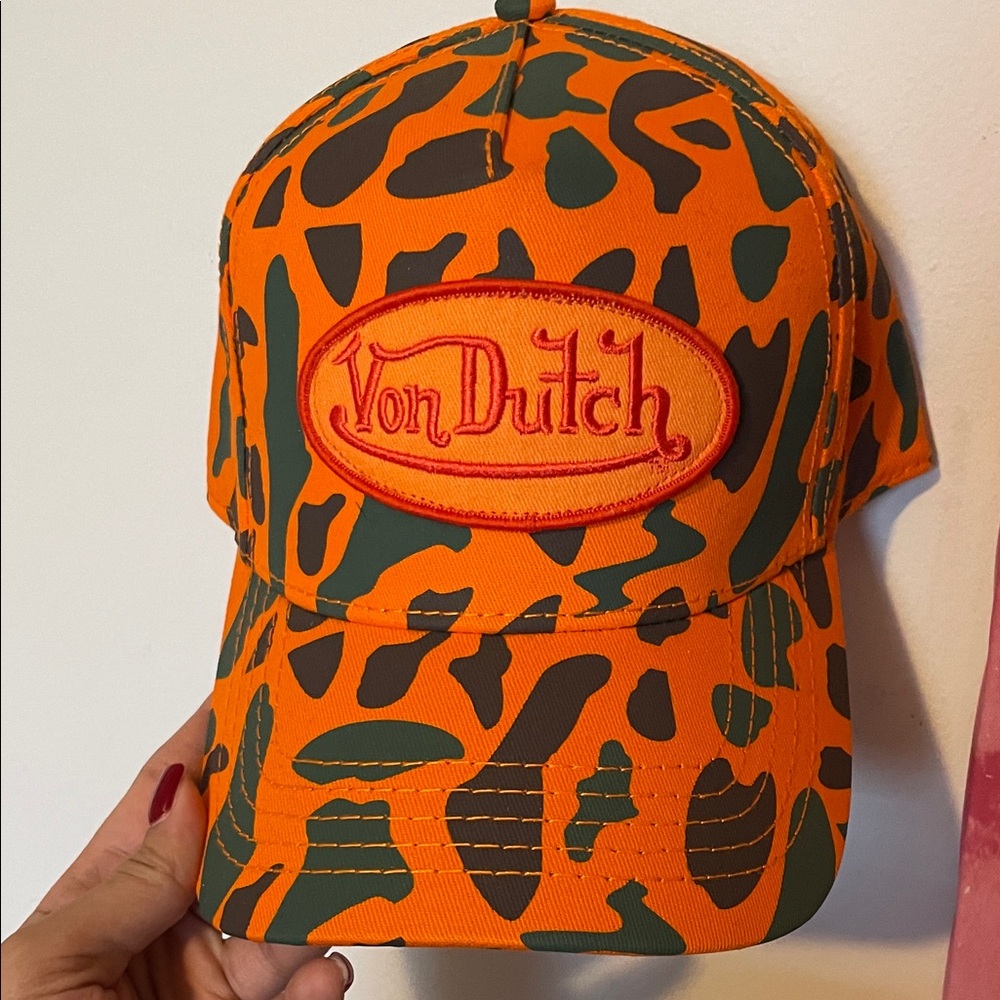 Von Dutch Vibrant Orange and Green Camo Hat